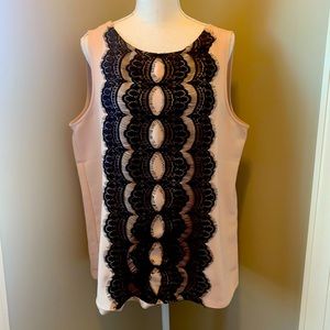 Loft Lace Pink and Black Sleeveless Top Size XL